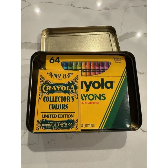Crayola Collector's Colors Limited Edition Tin Box (1991) 72 Crayons Open Box - Picture 4 of 10